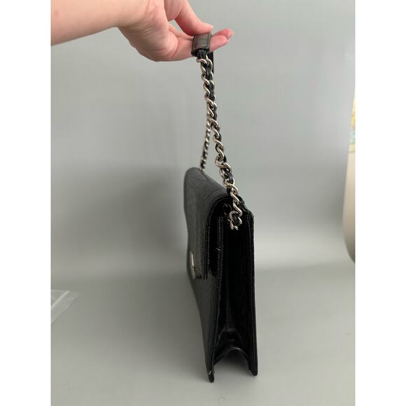 Vintage Naturalizer Faux Croc Handbag Black 9.5x7 - Picture 4 of 8